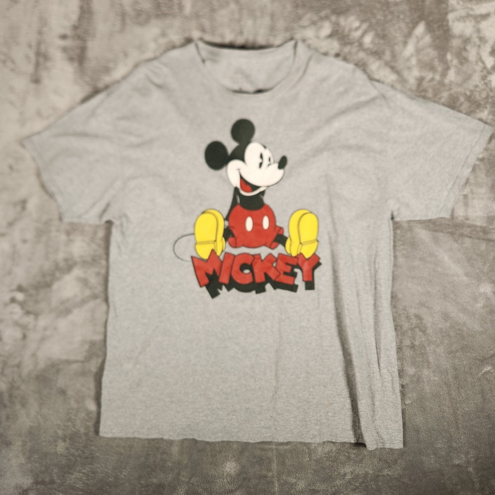 Disney Mickey Mouse T-Shirt Mens XL Gray Excellent Short‎ Sleeve Graphic Tee